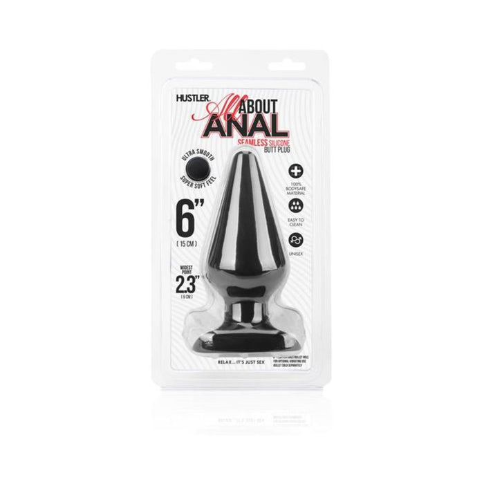 Hustler Anal Silicone Butt Plug 6 inches Black | SexToy.com