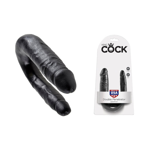 King Cock U Shaped Double Trouble Black Small Dildo | SexToy.com