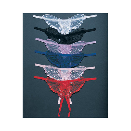 Butterfly Crotchless Panty W/pearl Sequin Detail Plus Size Assorted 12pk | SexToy.com