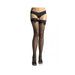 Lace Top Lycra Fishnet Thigh High W/bow O/s Black | SexToy.com
