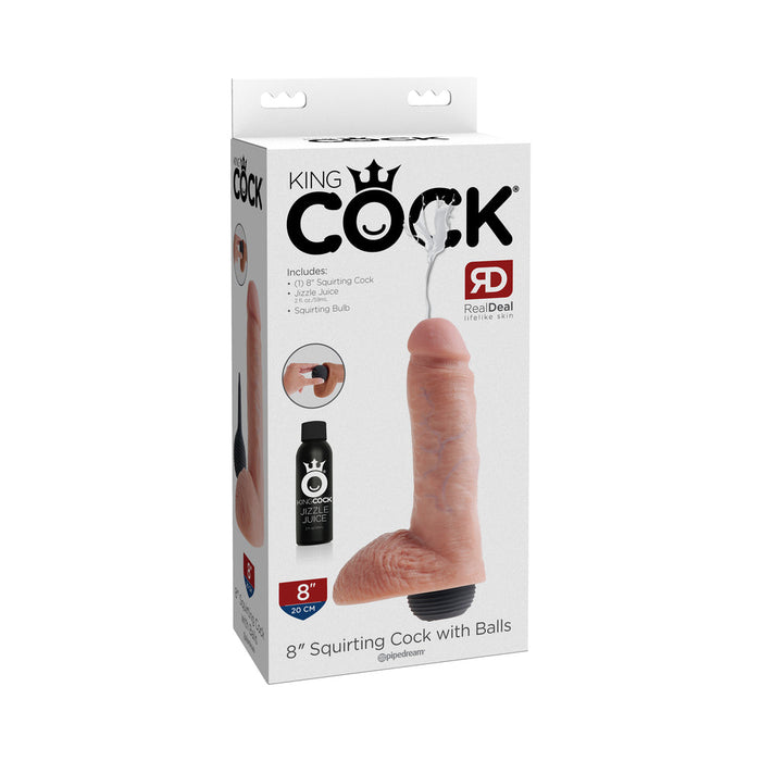 King Cock 8 inches Squirting C*ck Balls Beige | SexToy.com