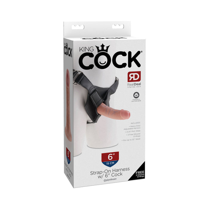 King Cock Strap On Harness with 6 inches Dildo Beige | SexToy.com