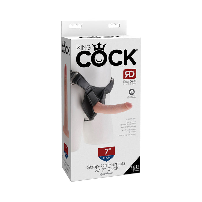 King Cock Strap On Harness 7 inches Cock Beige | SexToy.com