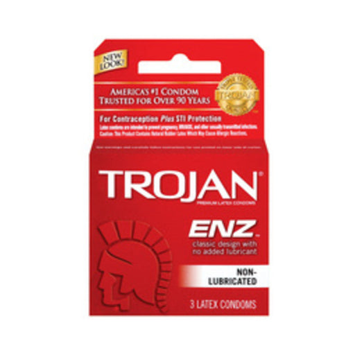 Trojan Enz Non-Lubricated Condoms - Box of 3 | SexToy.com