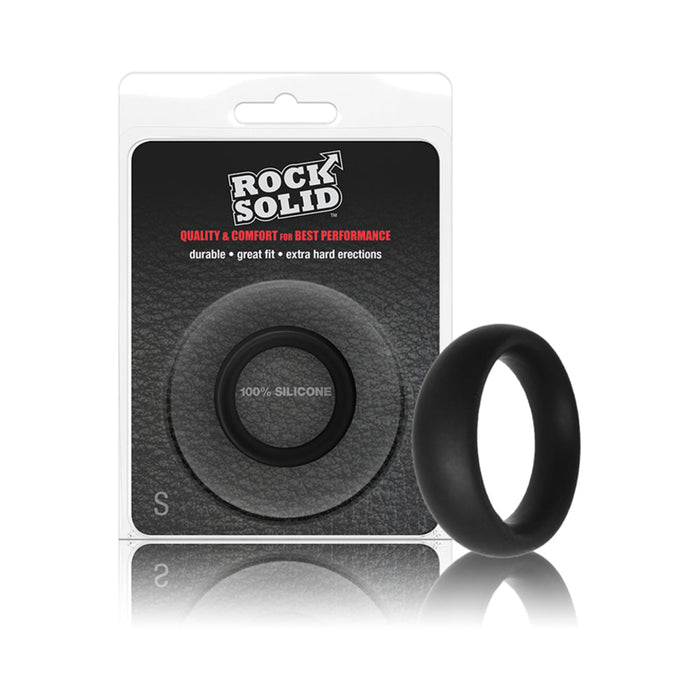 Rock Solid Silicone Black C Ring, Small (1 3/4in) In A Clamshell | SexToy.com