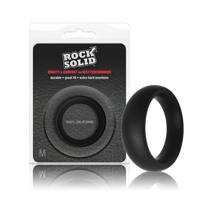 Rock Solid Silicone Black C Ring, Medium (1 7/8in) In A Clamshell | SexToy.com