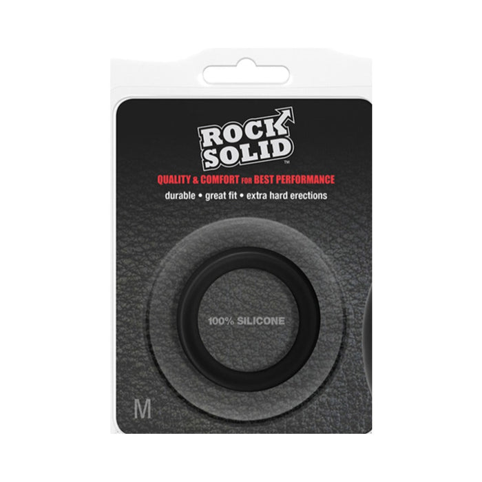 Rock Solid Silicone Black C Ring, Medium (1 7/8in) In A Clamshell | SexToy.com