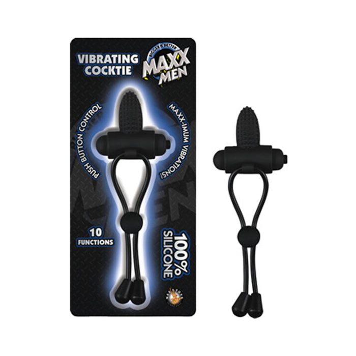 Maxx Men Vibrating Cocktie Silicone 10 Function Waterproof Black | SexToy.com