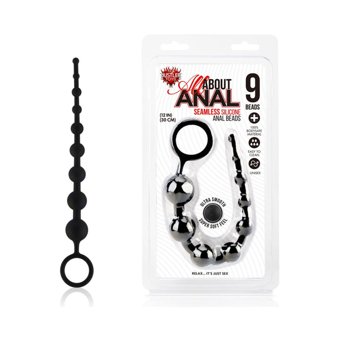 All About Anal Silicone Anal Beads 9 Balls Black | SexToy.com