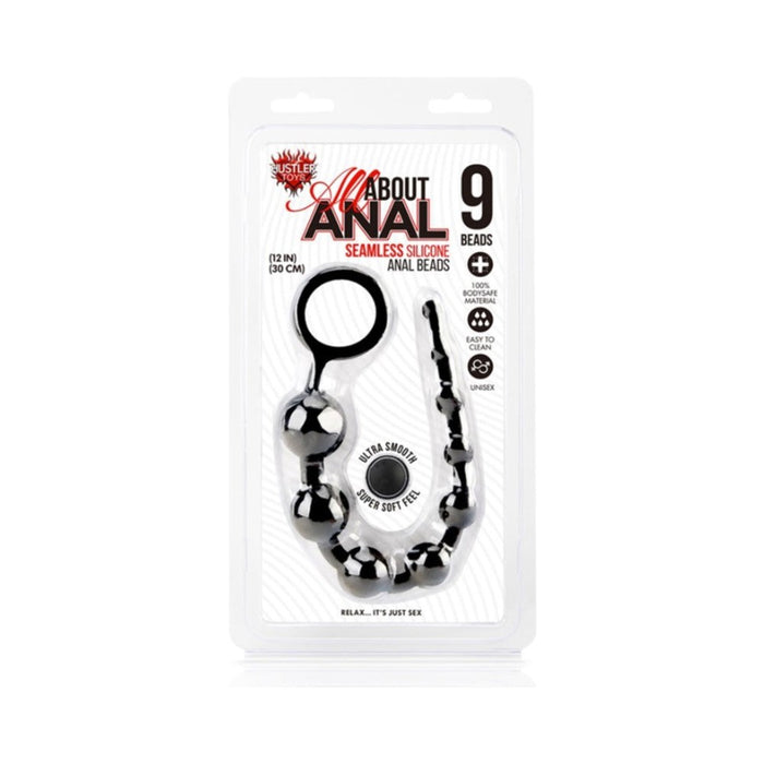 All About Anal Silicone Anal Beads 9 Balls Black | SexToy.com