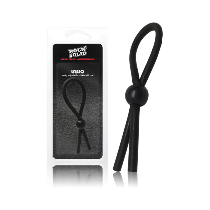 Rock Solid Lasso Single Adjustable Black Silicone Cock Tie | SexToy.com