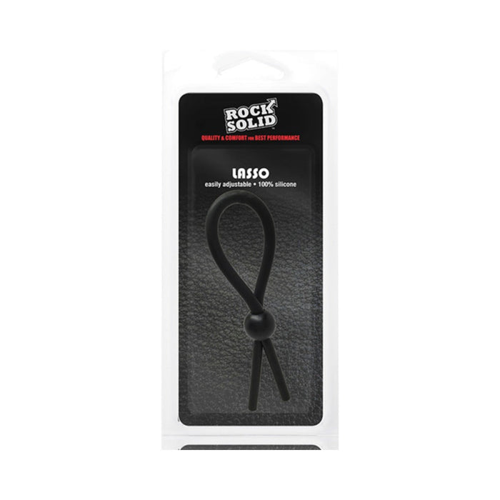 Rock Solid Lasso Single Adjustable Black Silicone Cock Tie | SexToy.com