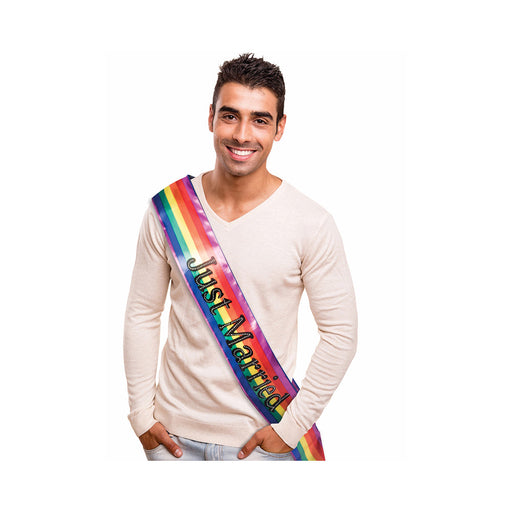 Rainbow Just Married Sash | SexToy.com