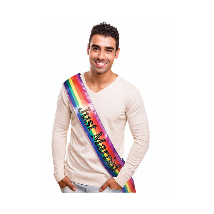 Rainbow Just Married Sash | SexToy.com