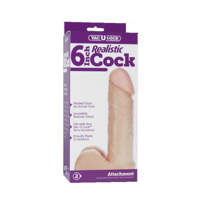 Vac-U-Lock 6" Realistic Dildo - Beige | SexToy.com