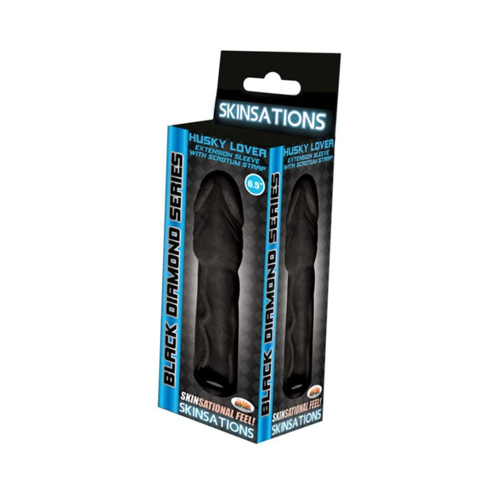 Husky Lover Extension Sleeve Scrotum Strap Black 6.5 inches | SexToy.com