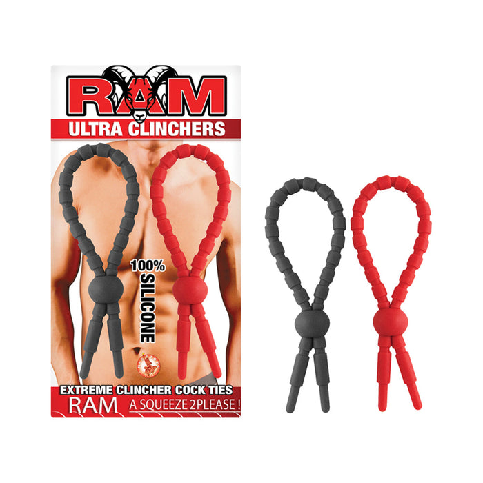 Ram Ultra Clinchers Cock Ties 2 Pack Red, Black | SexToy.com