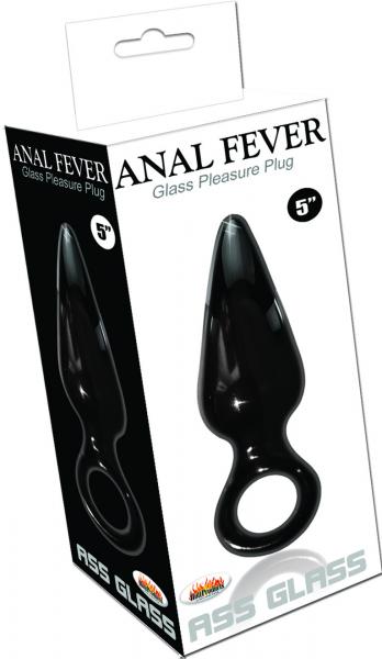 Anal Fever Ass Glass Pleasure Plug Black 5 inches | SexToy.com