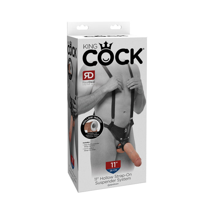 King Cock 11 In. Hollow Strap On Suspender System Flesh | SexToy.com