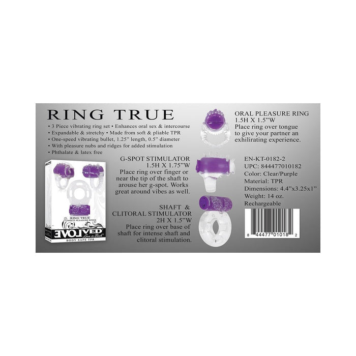 Ring True Unique Pleasure Rings Kit Clear Purple 3 Pack | SexToy.com