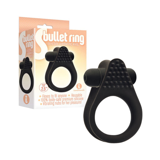 The 9's, S Bullet Ring, Silicone, Black | SexToy.com