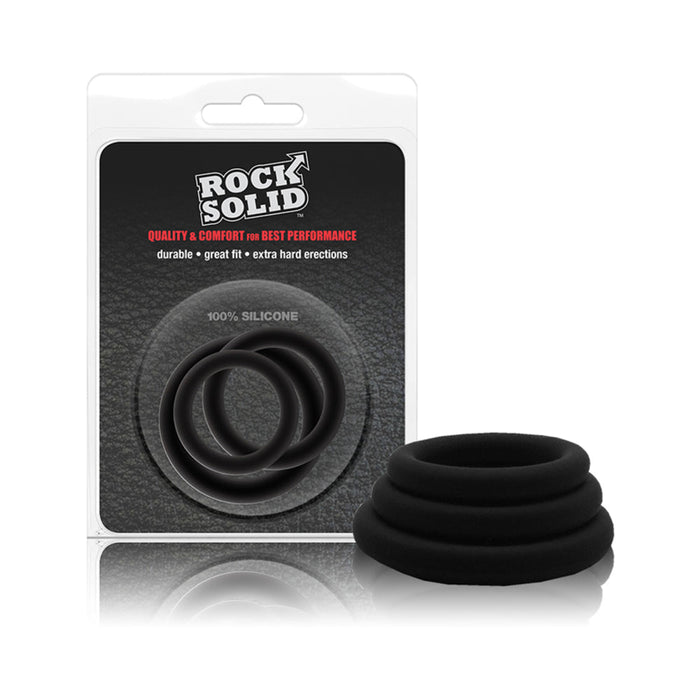 Rock Solid Tri-Pack Silicone Gasket Cock Rings Black | SexToy.com