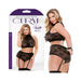 Curve Katia Two Piece Halter Bra Top With Matching Gartered Panty Black 1x/2x | SexToy.com