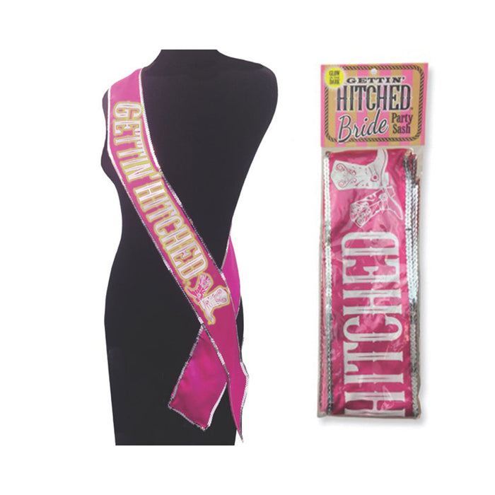Gettin Hitched Glow In The Dark Sash Pink | SexToy.com