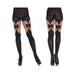 Opaque Illusion Garterbelt Tights With Front & Back Bow O/s Black/nude | SexToy.com