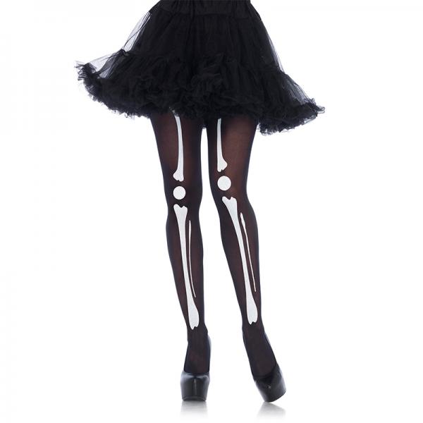 Skeleton Print Tights Os Blk/wht