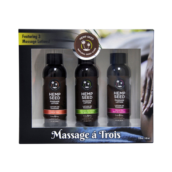 Earthly Body Gift Set Massage A Trois Includes: 2oz Isle Of You Massage Lotion, 2oz Skinny Dip Massa | SexToy.com