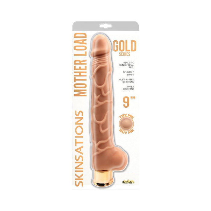 Skinsations Gold Series Motherload 9in Vibrating Dildo Multi Function | SexToy.com