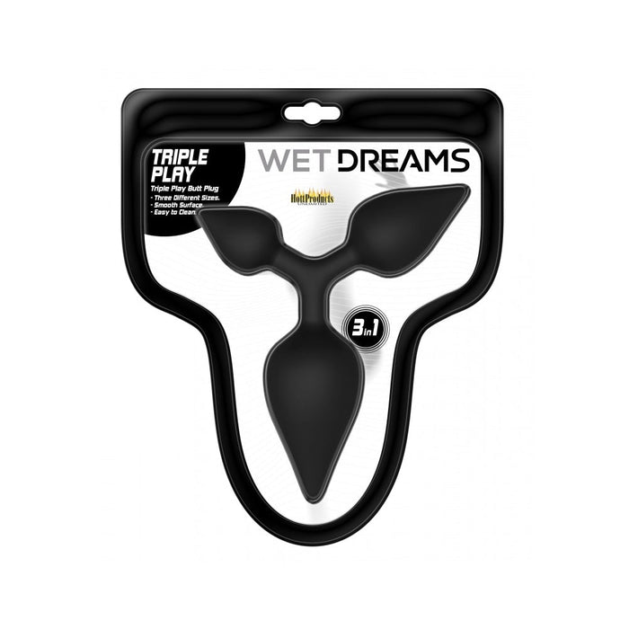 Wet Dreams Triple Play Anal Plug Multi Size Black | SexToy.com
