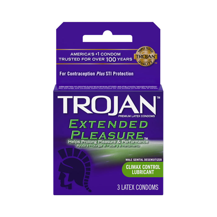 Trojan Extended Pleasure Latex Condom Box Of 3 | SexToy.com
