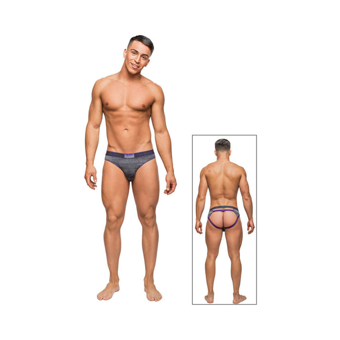 Male Power Heather Haze Cutout Thong Grey Sm | SexToy.com