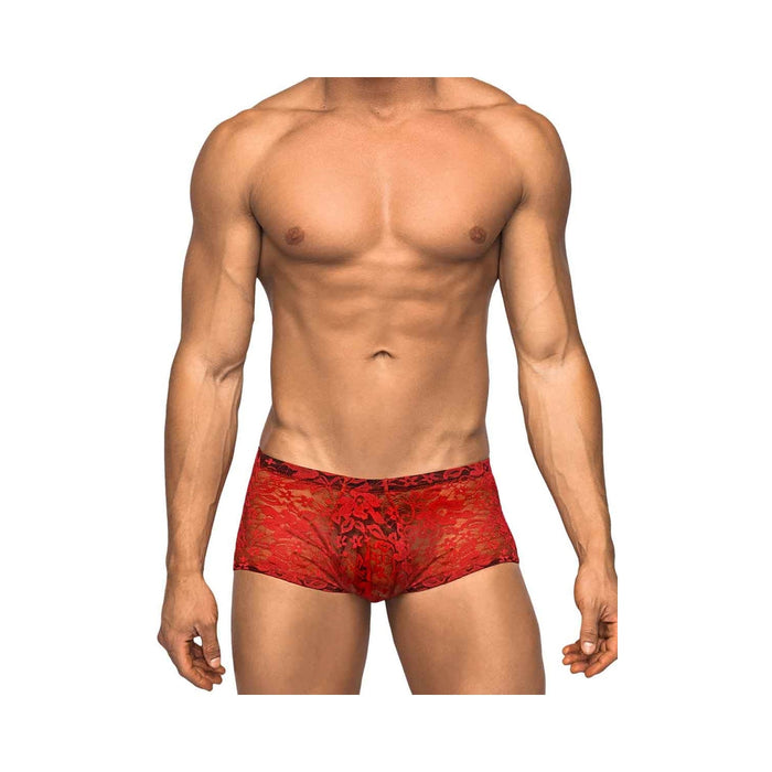 Male Power Stretch Lace Mini Short Red Large | SexToy.com