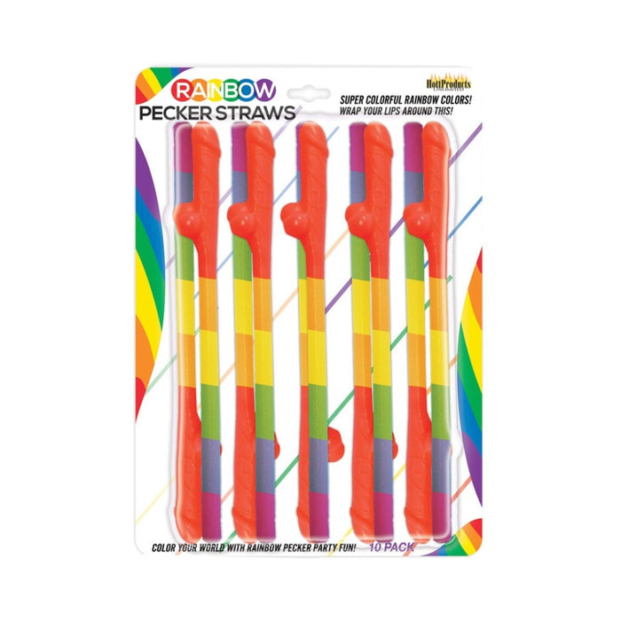 Rainbow Pecker Straws 10pk | SexToy.com