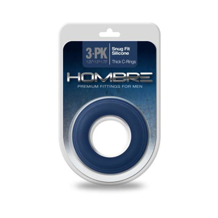 Hombre Snug Fit Silicone Thick C-rings 3pk Navy | SexToy.com