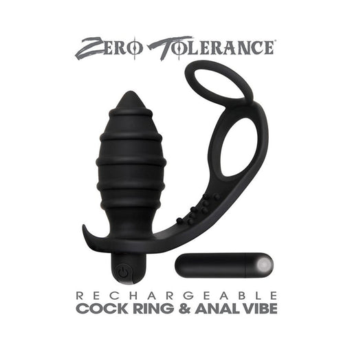 Zero Tolerance Cock Ring&anal Plug W/recharge Bullet Bk | SexToy.com