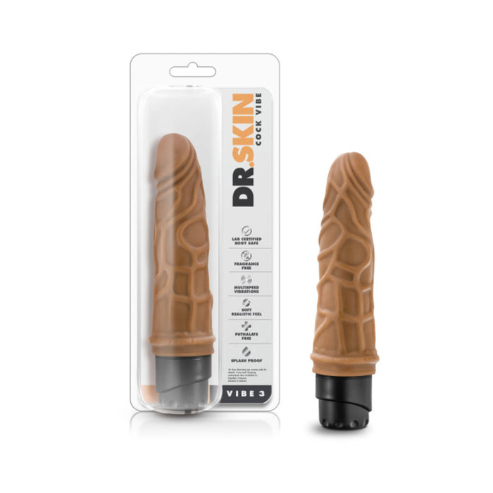 Dr. Skin - Cock Vibe - 7.25 Inch Vibrating Cock - Mocha | SexToy.com