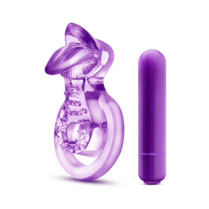 Play With Me - Lick It - Vibrating Double Strap Cockring - Purple | SexToy.com