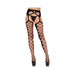 Diamond Net Opaque Stockings With Attached Garter Belt O/s Black | SexToy.com