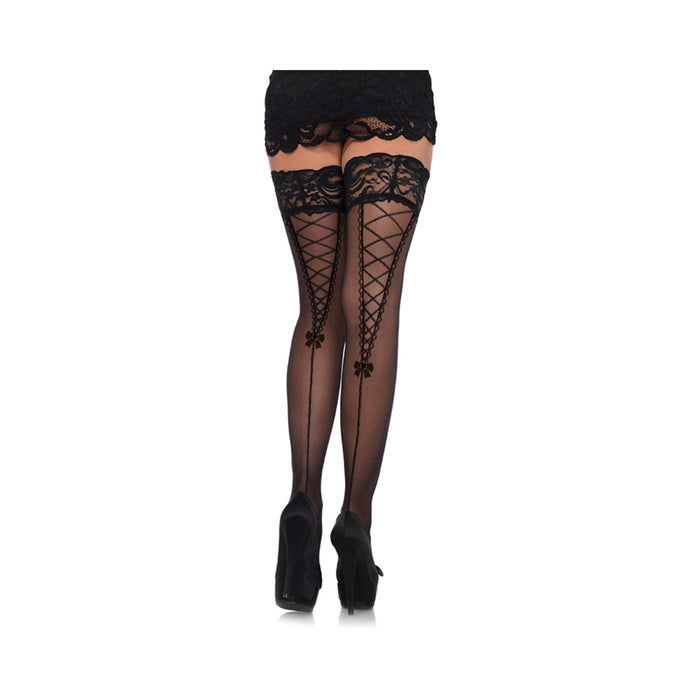 Stay Up Lace Top Sheer Thigh Highs O/s Black | SexToy.com