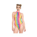Rainbow Striped Halter Bodysuit O/s Multicolor | SexToy.com