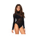 Opaque High Neck Long Sleeved Bodysuit With Snap Crotch O/s Black | SexToy.com