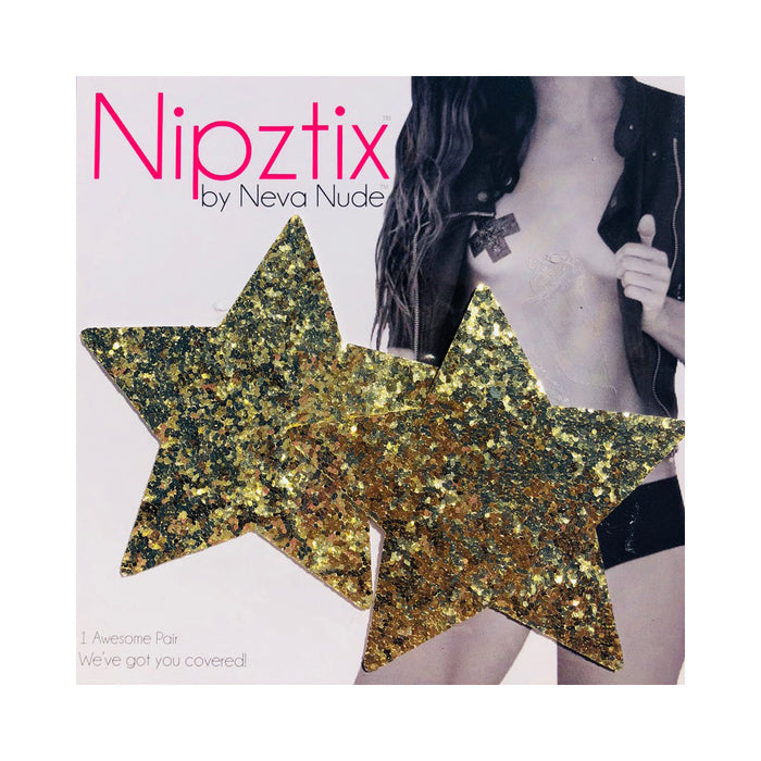 Neva Nude Pasty Star Super Chunky Glitter Gold | SexToy.com