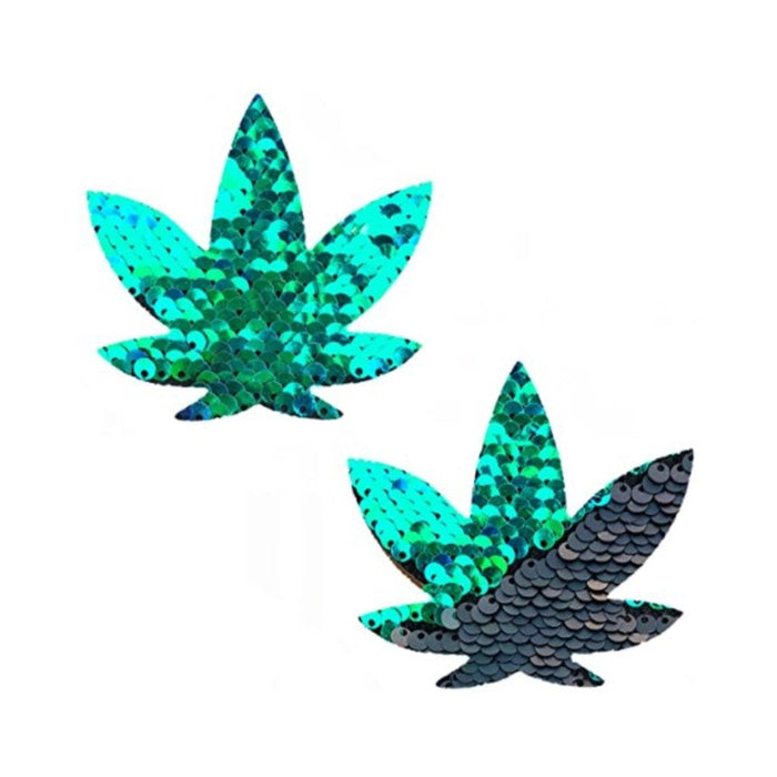 Neva Nude Pasties Pot Leaf Sequin Green To Black | SexToy.com