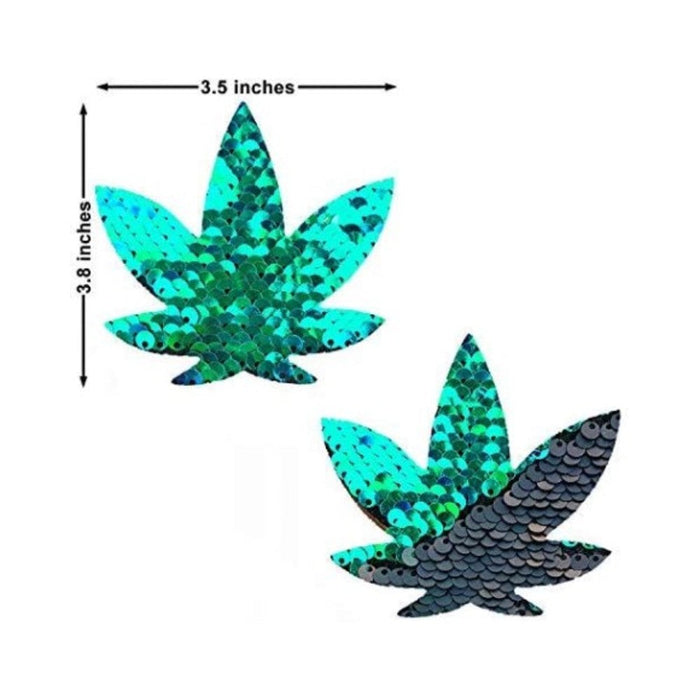 Neva Nude Pasties Pot Leaf Sequin Green To Black | SexToy.com