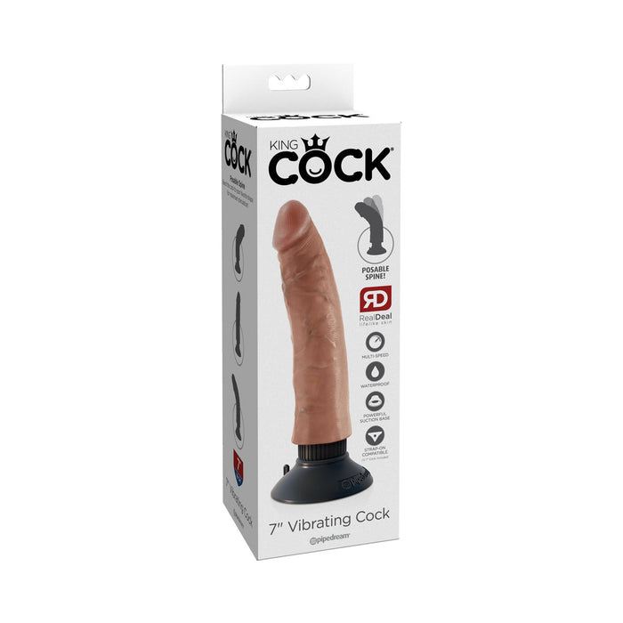 King Cock 7in Vibrating Cock Tan | SexToy.com