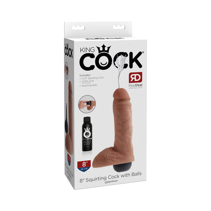 King Cock 8in Squirting Cock With Balls Tan | SexToy.com